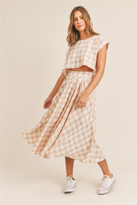 Gingham Midi Skirt