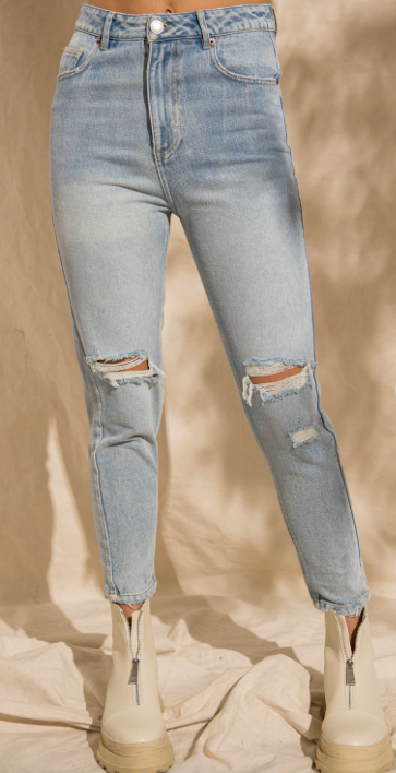 Skyler Blue Wash High Waisted Mom Jean