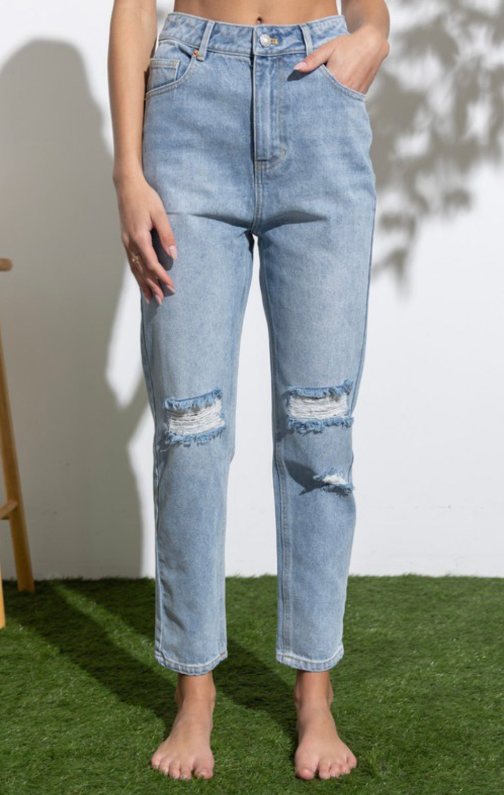 Skyler Blue Wash High Waisted Mom Jean