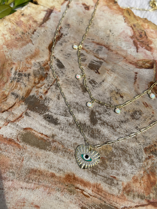 Evil Eye Heart Necklace