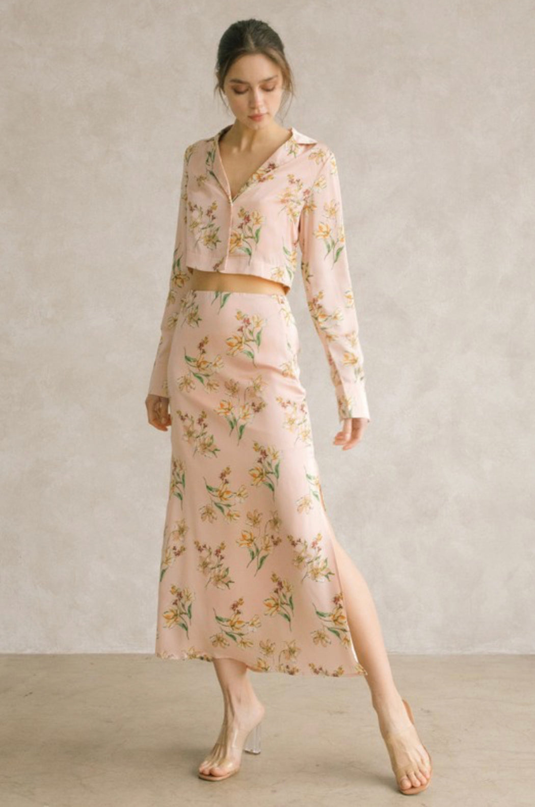 Diana Satin Floral Skirt