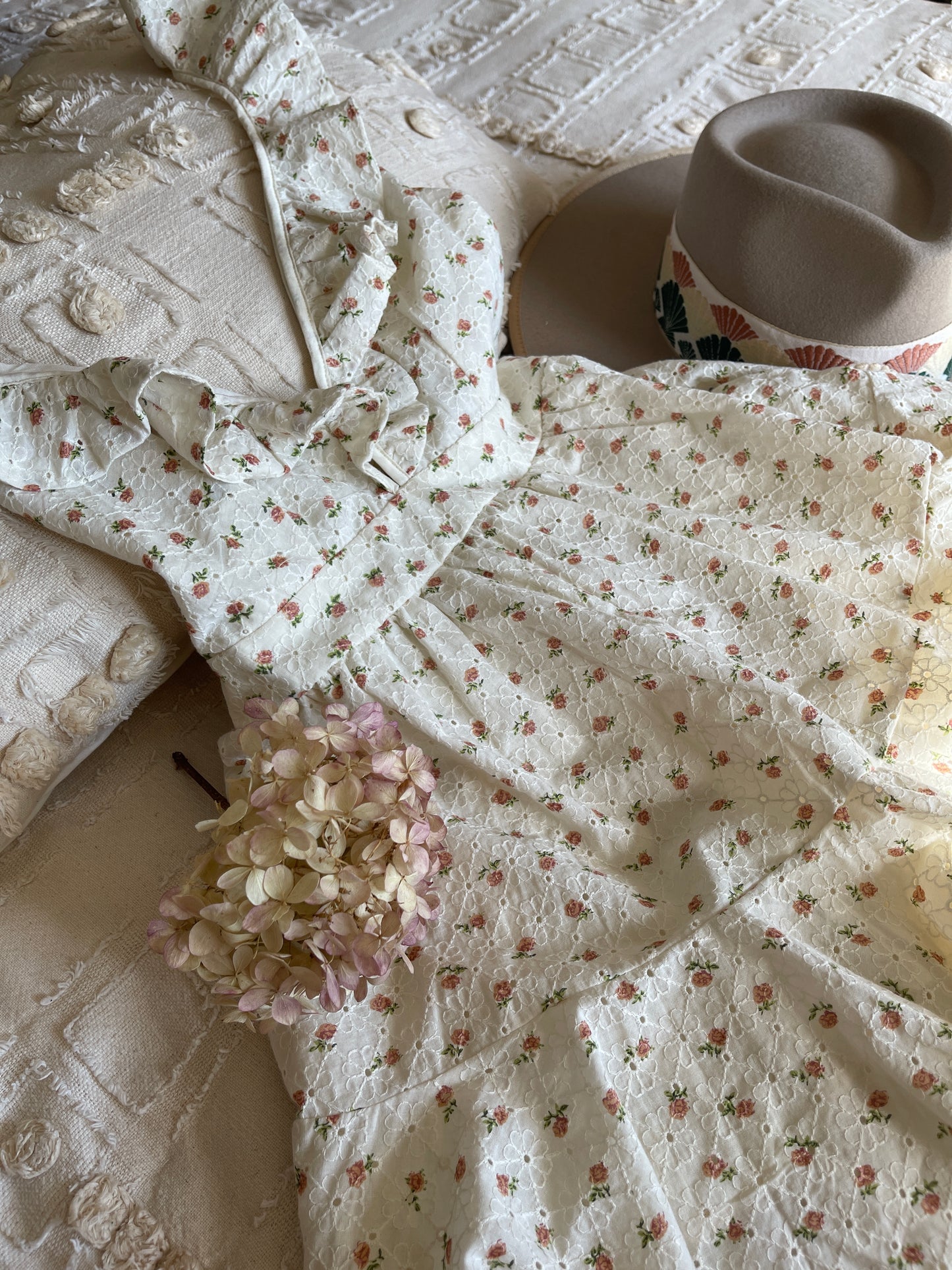 Macie Eyelet Ruffled Romper