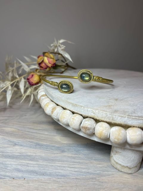 Thin Brass Stone Bracelet